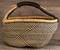 African Bolga Basket | Genuine Leather Handle | Woven Handmade Fair Trade Product | 100% Authentic Ghanaian | 16-18 Inches Across | Black - Diamond Pattern | The Bead Chest